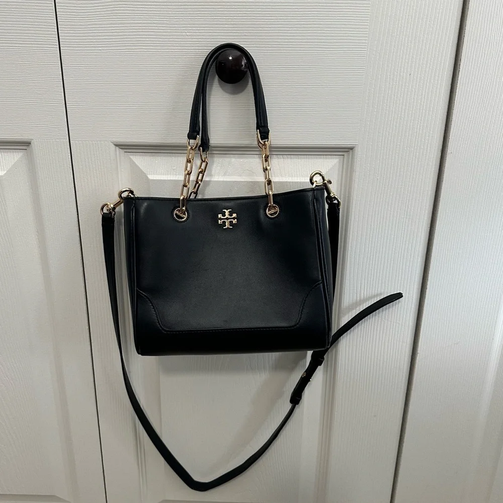 Tory Burch Carter Small Tote‎ Crossbody Bag in Black VGUC